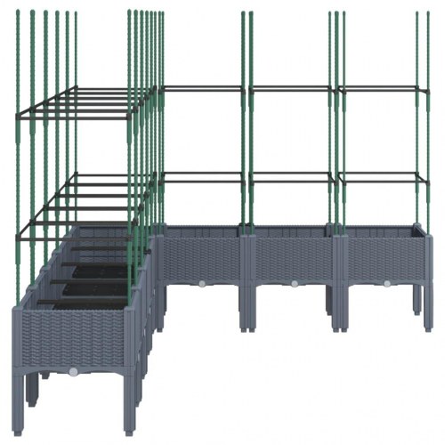 Plantekasse med espalier 200x160x142,5 cm PP blågrå