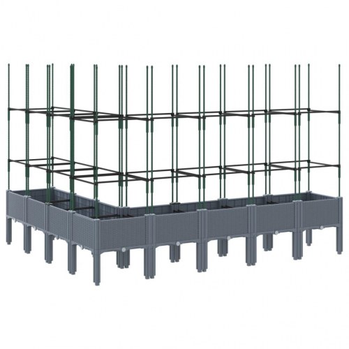 Plantekasse med espalier 200x160x142,5 cm PP blågrå