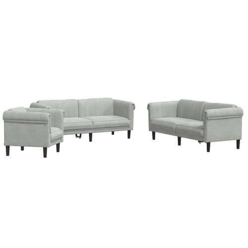 3 personers sofa velour lysegrå