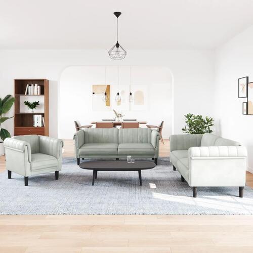 3 personers sofa velour lysegrå