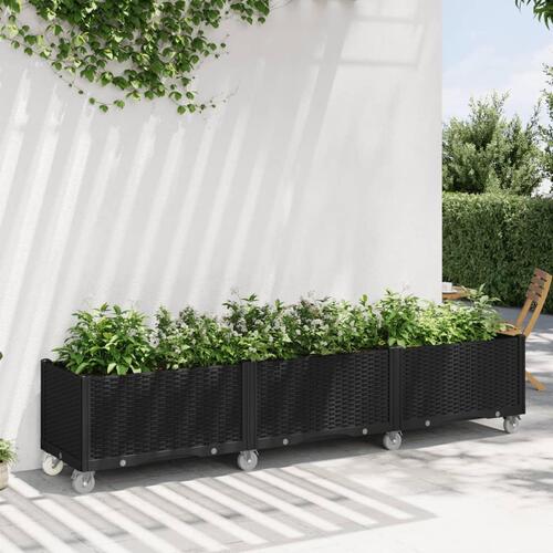 Plantekasse med hjul 240x50x54 cm PP sort
