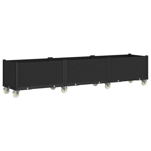 Plantekasse med hjul 240x50x54 cm PP sort