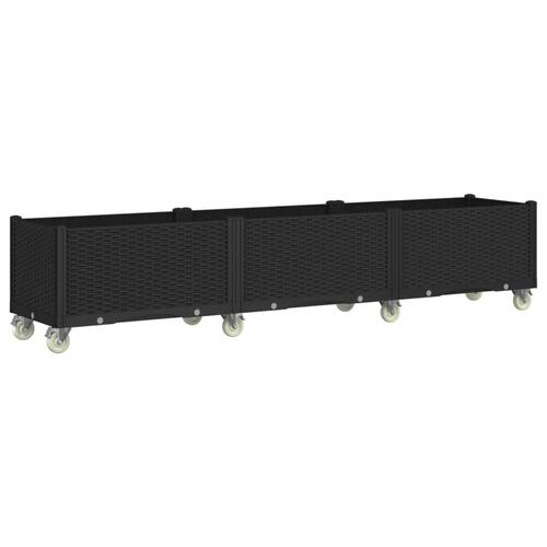 Plantekasse med hjul 240x50x54 cm PP sort