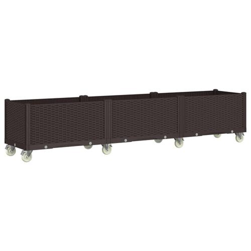 Plantekasse med hjul 240x50x54 cm PP brun