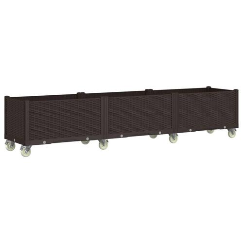 Plantekasse med hjul 240x50x54 cm PP brun
