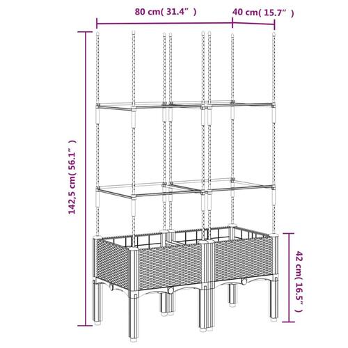 Plantekasse med espalier 80x40x142,5 cm PP hvid