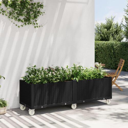 Plantekasse med hjul 160x50x54 cm PP sort