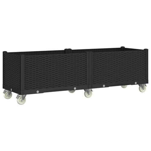 Plantekasse med hjul 160x50x54 cm PP sort