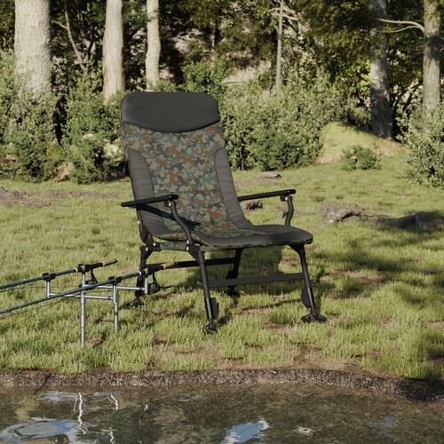 Fiskestol med armlæn foldbar camouflage