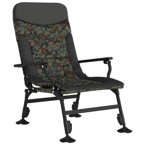 Fiskestol med armlæn foldbar camouflage
