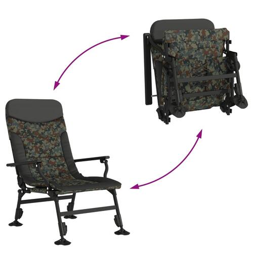 Fiskestol med armlæn foldbar camouflage