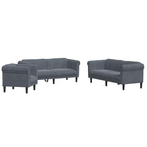 3 personers sofa velour mørkegrå