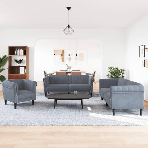 3 personers sofa velour mørkegrå