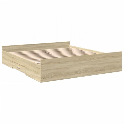 Sengeramme med 2 skuffer 180 x 200 cm - sonoma-eg