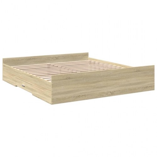 Sengeramme med 2 skuffer 180 x 200 cm - sonoma-eg