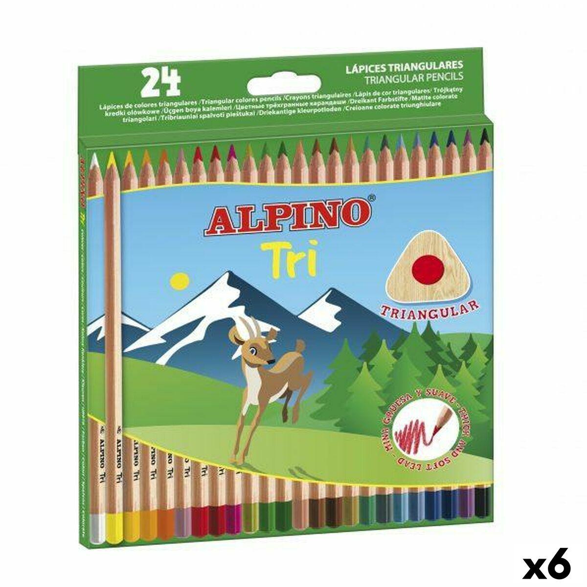 Alpino Tri farveblyanter - 24 farver, trekantet (6 pakker)