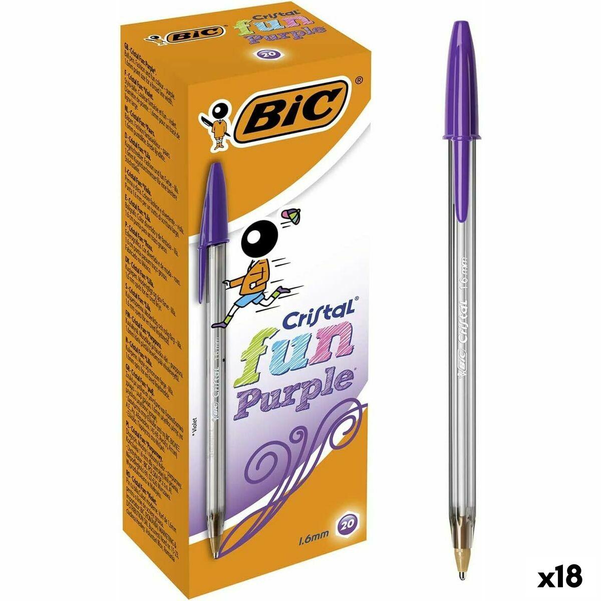 Bic Cristal Fun kuglepen - lilla, 1,6 mm (sæt á 18)