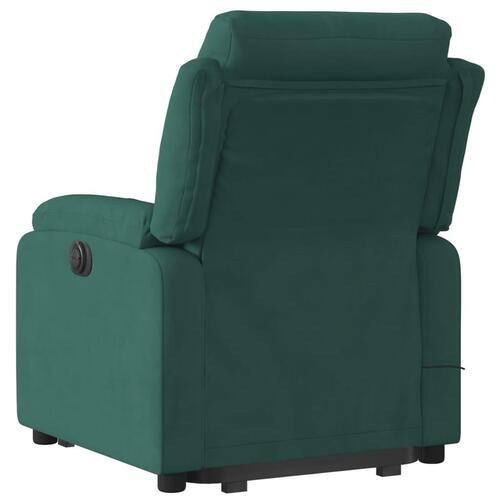 Massagestol med løftefunktion velour mørkegrøn