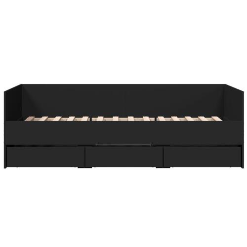 Daybed med skuffer uden madras 100x200 cm sort