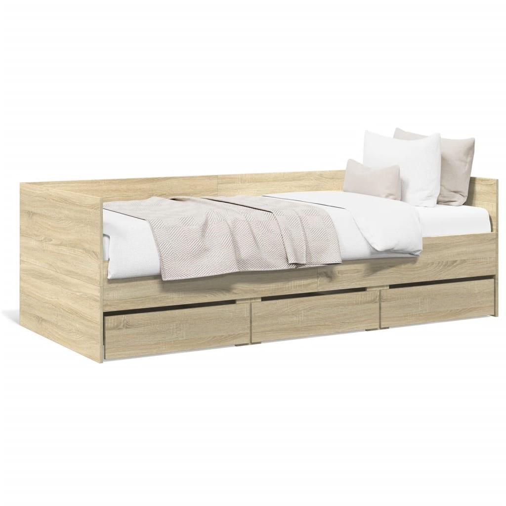 Daybed med skuffer uden madras 90x190 cm sonoma-eg