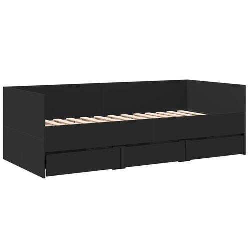 Daybed med skuffer 75x190 cm konstrueret træ sort