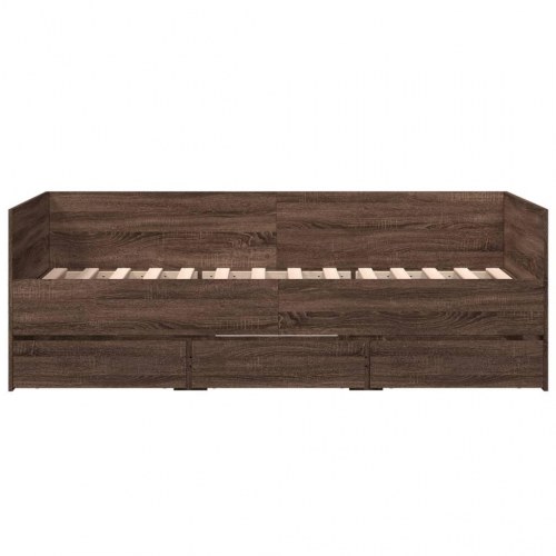 Daybed med skuffer uden madras 75x190 cm brunt eg