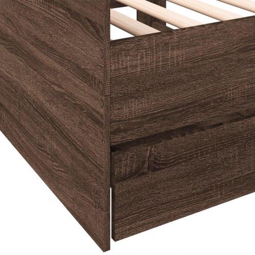 Daybed med skuffer uden madras 75x190 cm brunt eg