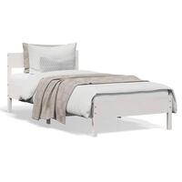 Sengeramme uden madras 100x200 cm massivt fyrretræ hvid