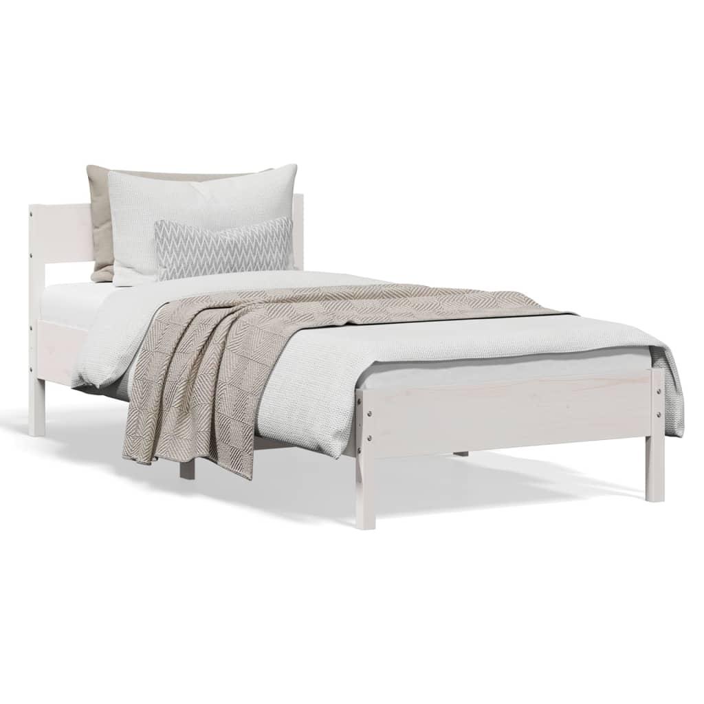 Sengeramme uden madras 100x200 cm massivt fyrretræ hvid