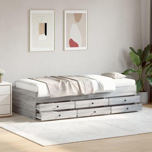 Daybed med skuffer uden madras 90x190 cm grå sonoma-eg