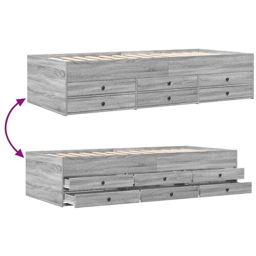 Daybed med skuffer uden madras 90x190 cm grå sonoma-eg