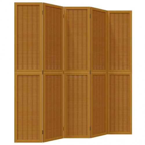 Rumdeler 5 paneler massivt kejsertræ brun