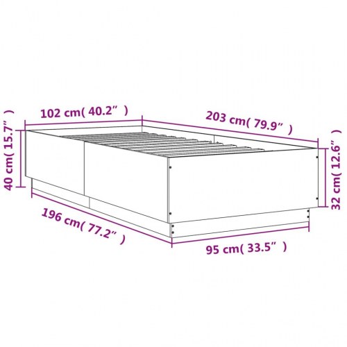 Sengeramme 100 x 200 cm i konstrueret træ - hvid
