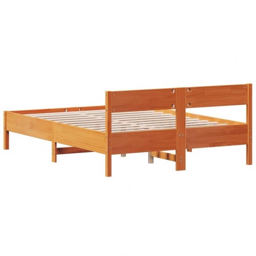 Sengeramme uden madras 150 x 200 cm i massivt fyrretræ - gyldenbrun