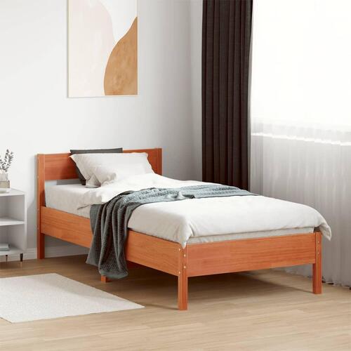 Sengeramme uden madras 100x200 cm massivt fyrretræ gyldenbrun