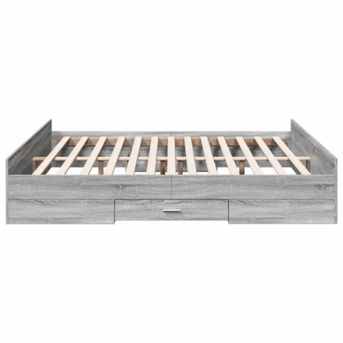 Sengeramme med 2 skuffer 200 x 200 cm - grå sonoma-eg
