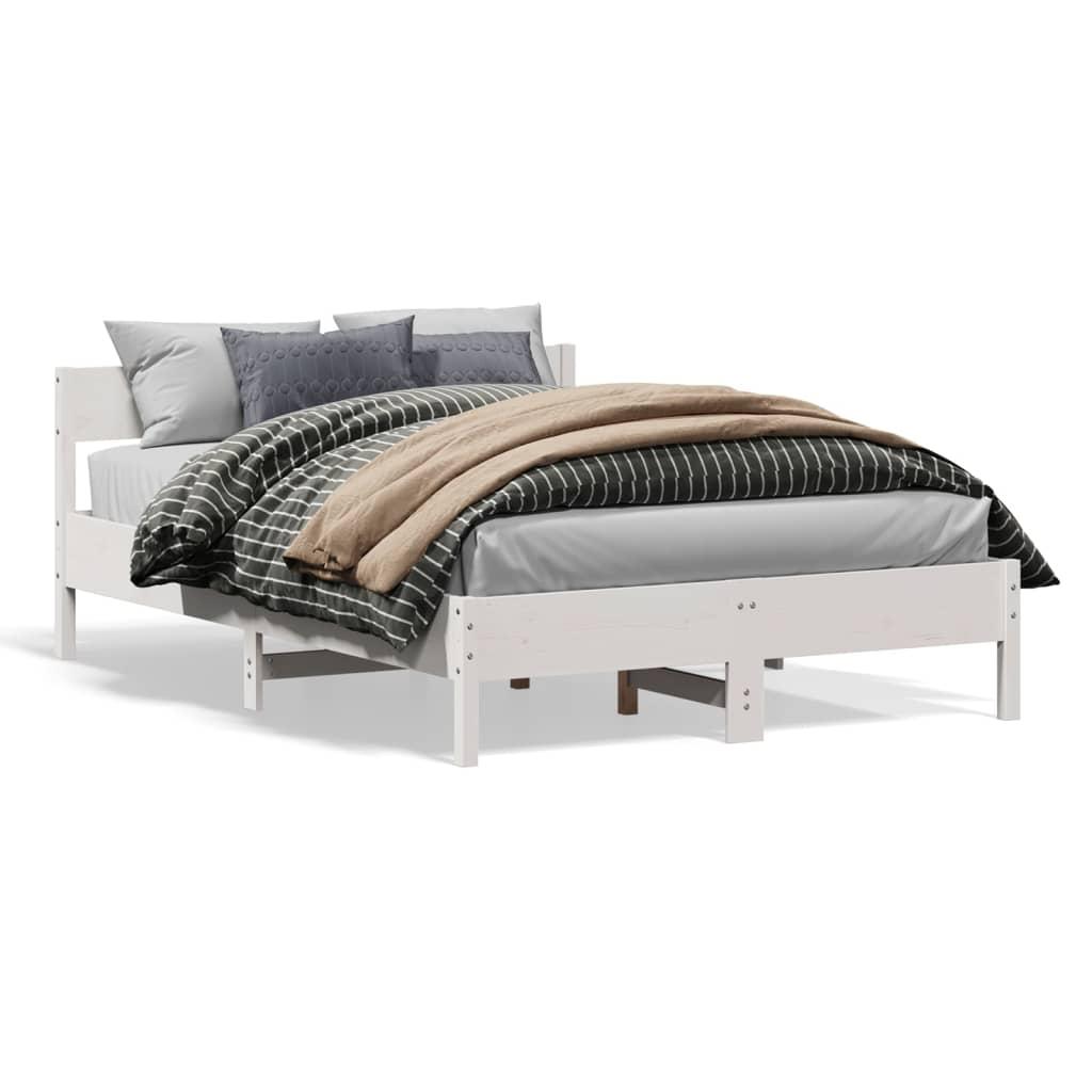 Sengeramme uden madras 120x190 cm massivt fyrretræ hvid