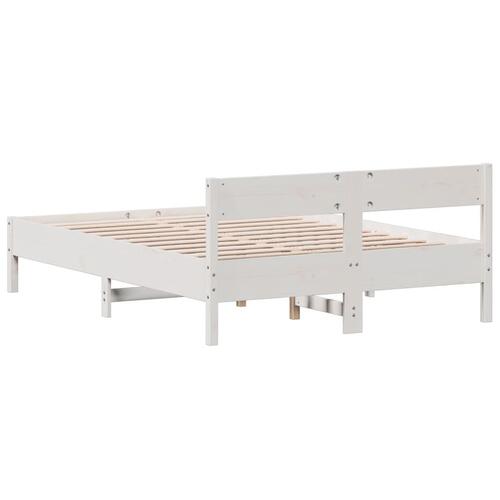 Sengeramme uden madras 120x190 cm massivt fyrretræ hvid