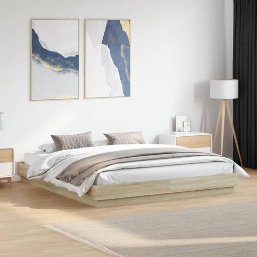 Sengestel 180x200 cm konstrueret træ sonoma-eg