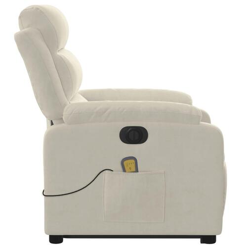 Massagestol med løftefunktion velour cremefarvet