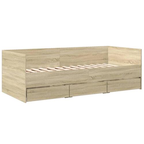 Daybed med skuffer uden madras 75x190 cm sonoma-eg