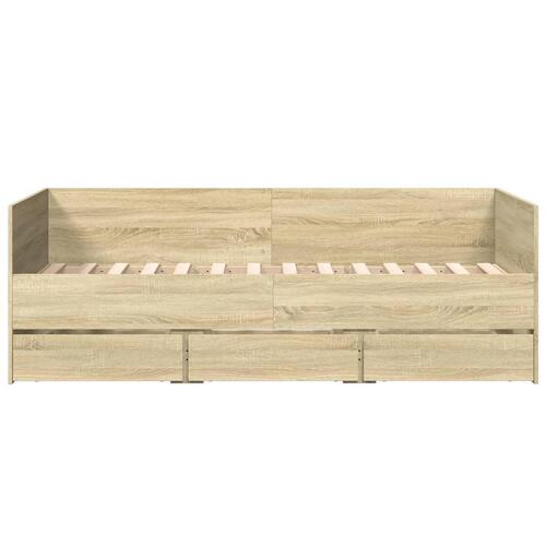 Daybed med skuffer uden madras 75x190 cm sonoma-eg