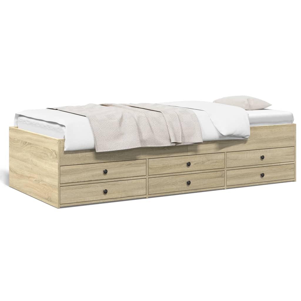 Daybed med skuffer uden madras 100x200 cm sonoma-eg