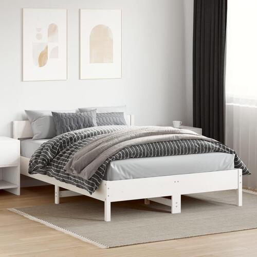 Sengeramme uden madras 140x200 cm massivt fyrretræ hvid