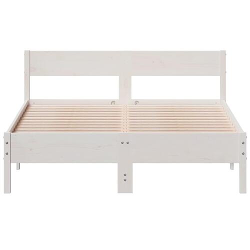Sengeramme uden madras 140x200 cm massivt fyrretræ hvid