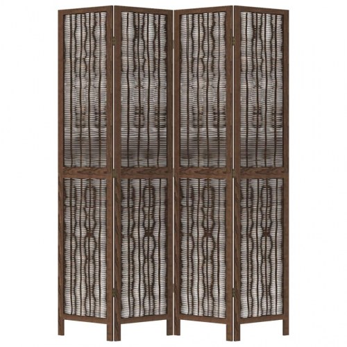 Rumdeler 4 paneler massivt kejsertræ mørkebrun