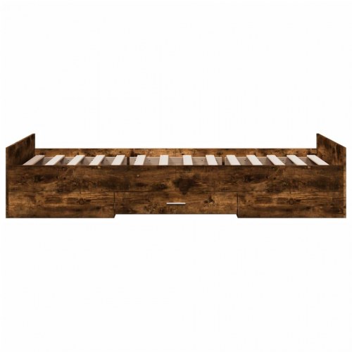 Sengeramme med 2 skuffer 100 x 200 cm - røget eg