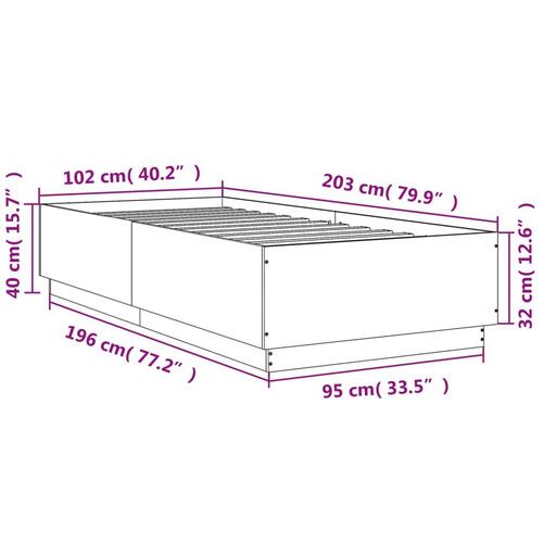 Sengeramme 100x200 cm konstrueret træ brun egetræsfarve