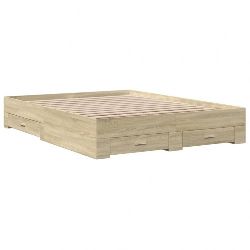 Sengeramme med 4 skuffer 150 x 200 cm - sonoma-eg