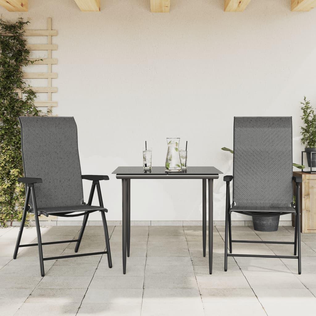 Havestole 2 stk. foldbar polyrattan grå